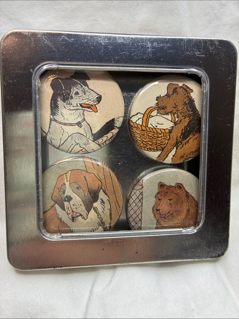 Decorative Dog Magnet Set - 4 Sweet Vintage Style Magnets. Super Cute!